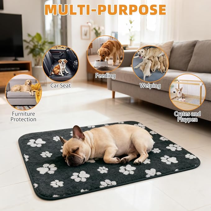 KOOLTAIL Washable & Waterproof Dog Whelping Pad, Super Absorbent & Soft Warm Plush Puppy Pads Potty Training, Quick Dry Reusable Pet Mats for Whelping Box Supplies,Playpen,Crate,24"*36"