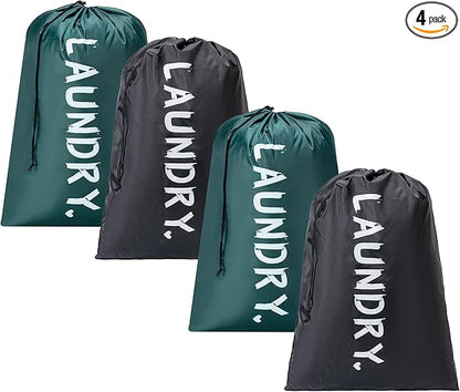 4 Pack XL Travel Laundry Bag, Machine Washable Dirty Clothes Organizer