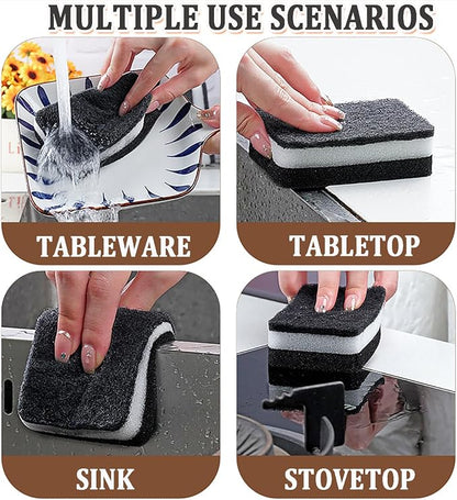 Taeku Natural Kitchen Sponge, 6 Pack Heavy Duty Scrub Cellulose Sponge Premium Multifunction Eco Friendly Cleaning Sponges for Dishes (Black)