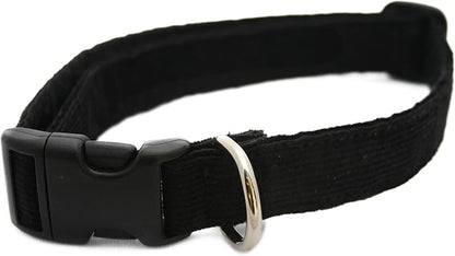 Hemp Corduroy Dog Collar - No Pattern (1/2" Extra Small, Black)