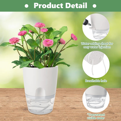 JMIATRY 15PCS Self Watering Pots 4 Inch Self Watering Planters for Indoor Plants Plastic 4 Inch Self Waterings Pots for Indoor Plant Small Self Waterings Pot with Transparent Water Reservoir, White