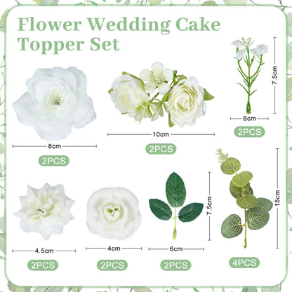 BruinBang Goose Couple Wedding Cake Topper, Handmade Resin Bride & Groom Figurines with Flower Accents for Wedding Bridal Shower Engagement Anniversary, Romantic & Funny Table Centerpiece (22 pcs)