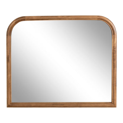 Kate and Laurel Glenby Transitional Wide Arch Wall Mirror, 34 x 28, Rustic Brown, Wooden Farmhouse Arched Bathroom Mirror with Rounded and Stepped Frame Profile