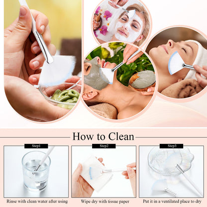 9 Pieces Facial Fan Mask Brushes, Soft Facial Applicator Brushes Tools for Peel Glycolic Makeup for Mud Cream(Champagne)