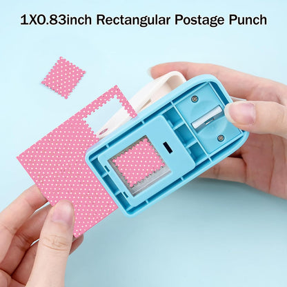 1X0.8inch Rectangular Postage Stamps Punches,Stamp Puncher,Craft Lever Punch Handmade Paper Punch with a Scrapbook Stamps Shaped Paper Punch for Paper Crafting/DIY Card Making Arts Crafts Supplies