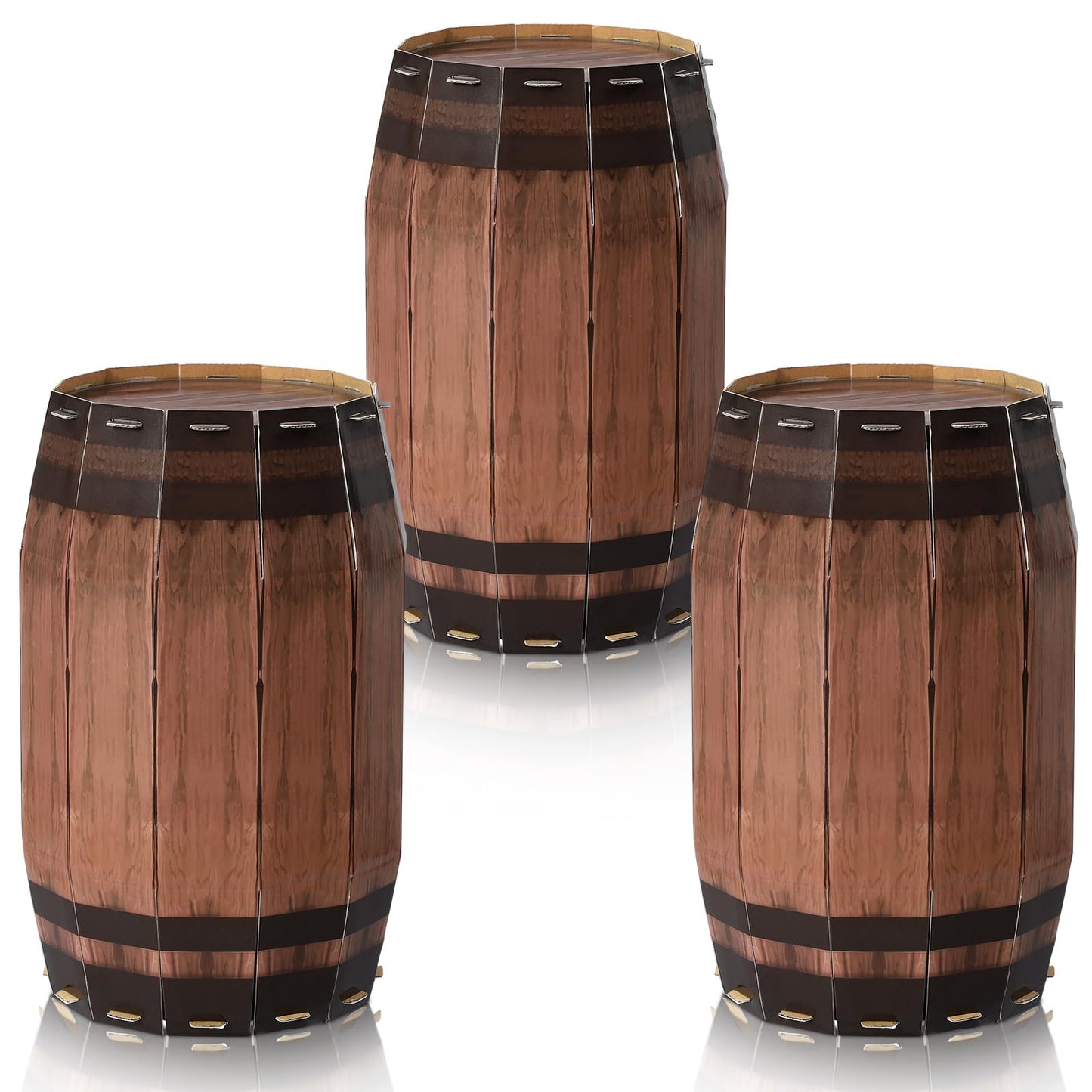 3 Pcs Western Cowboy Party Decoration Wine Barrel Large Cardboard West Whiskey Barrels Decoration for Western Pirate Birthday Farmhouse Party Photo Booth Props(15.75 x 9.84 Inches)