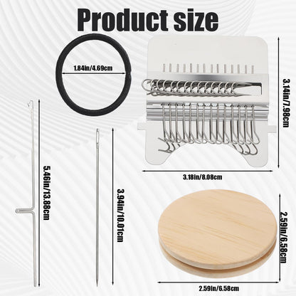 FdcZeyxior Knitting Loom Kit, Mini Darning Loom for Beginners, 14 Hooks Portable Weaving Tool Set for Jeans, Socks & Clothes Repair