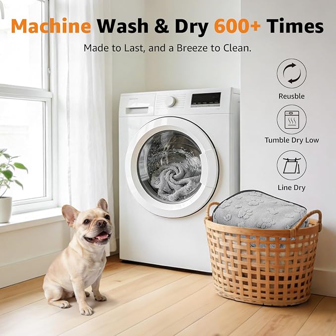LOOBANI Washable Pee Pads for Dogs, 4 Packs Fast Absorbent Reusable Dog Mat, Non-Slip & Waterproof Pet Whelping Pads,Leak-Proof Puppy Pads for Puppy Playpen,Whelping Box,Potty Training(30"x34"-Gray)