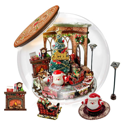 iiecrKiie Dollhouse Miniature DIY House Kit Creative Room with Furniture and Glass Cover for Adult to Building, Halloween/Home Decorations/Gifts for Family and Friends (SDXZ)
