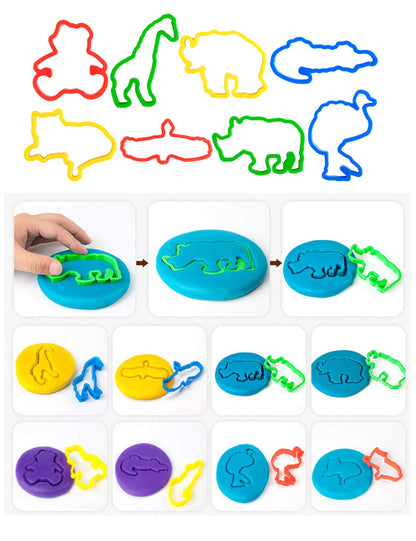 Kids Letter Molds Tools Set，Numeral Various Plastic Animal Molds for Creative Cutting (63 Pieces)