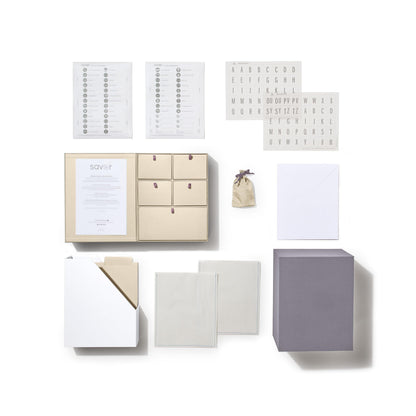 Savor | Deluxe Wedding Keepsake Box with 52 Labels, 6 Drawers, and 8 Vertical Files | Acid-Free Memory Organizer for Wedding Day, Bridal Shower & Anniversary (Slate, No Customization)