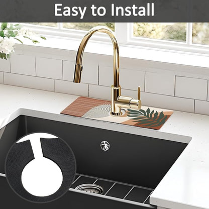 2PCS 15" X 5.5" Kitchen Sink Splash Guard Faucet Mat Boho Super Absorbent Fast