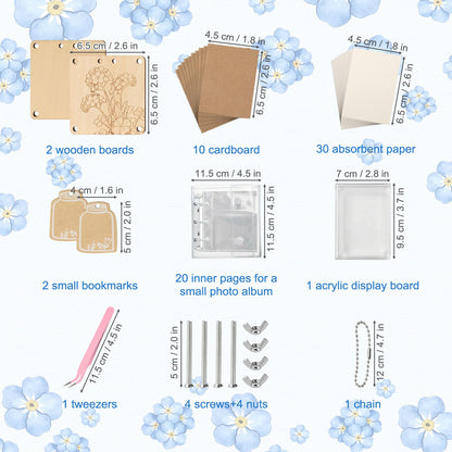 YPJXBEST Mini Flower Press Kit,2.55"x2.55" Portable Pocket Flower Press DIY Botanical Crafts Mini Plant Preservation Kit for Hiking & Nature Journaling Arts and Crafts Lovers,Plant Lover Gifts