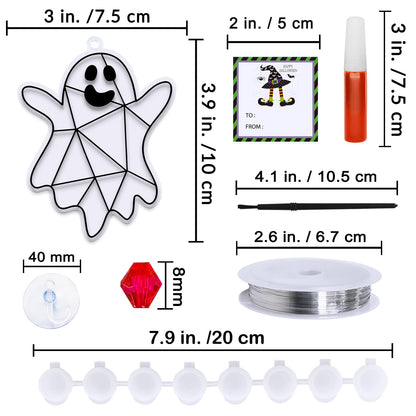Winlyn 27 Sets Halloween Ghost Suncatchers Ornaments Decorations DIY Window Paint Art Sun Catchers Halloween Craft Kits Painting Kits for Kids Classroom Activities Art Projects Part Favors