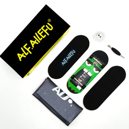 ALFAILEFU Pro Fingerboard 34mm Wooden Board Professional Finger Skateboard Trucks CNC Wheels with Bearings(A68-5)