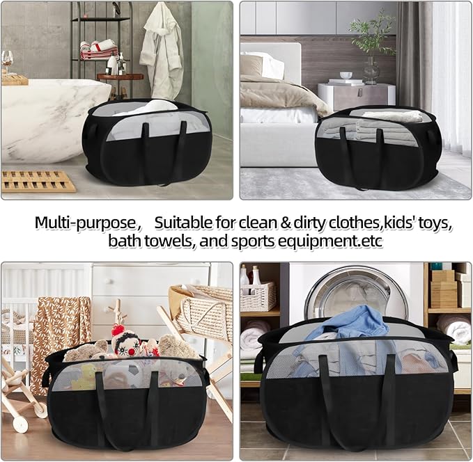 100L Collapsible Laundry Baskets, Tear Proof Pop Up Laundry Hamper
