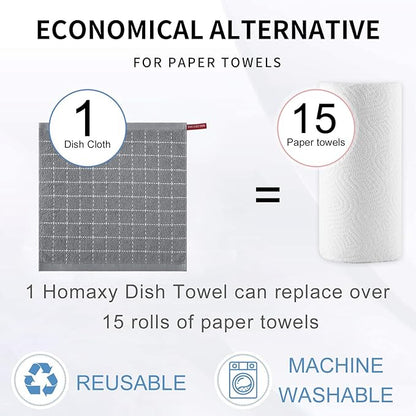 Homaxy 100% Cotton Terry Kitchen Dish Cloths, Ultra Soft and Absorbent Dish