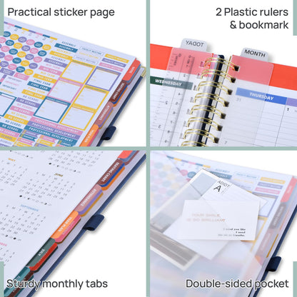 POPRUN Teacher Planner 2026-2027 Academic Year, Large Size 8.5"x 11", Monthly and Weekly Calendar, July 2026 - June 2027, Plan book with Hardcover, Spiral Bound, School Supplies for Classroom - Pink