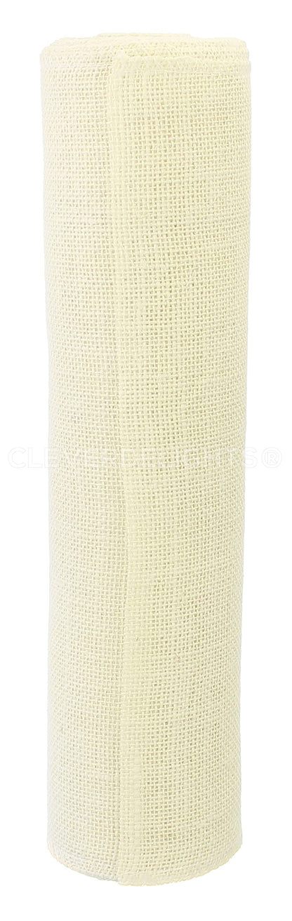 CleverDelights 14" Ivory Burlap Roll - Finished Edges - 10 Yards - Jute Burlap Fabric