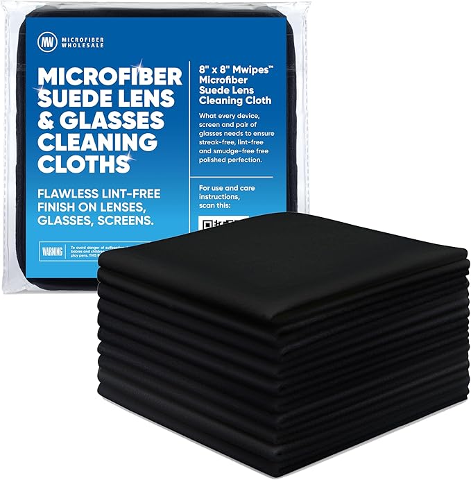 Premium Lens Screen Cleaning Cloth by Microfiber Wholesale | Black | 8”x8” |