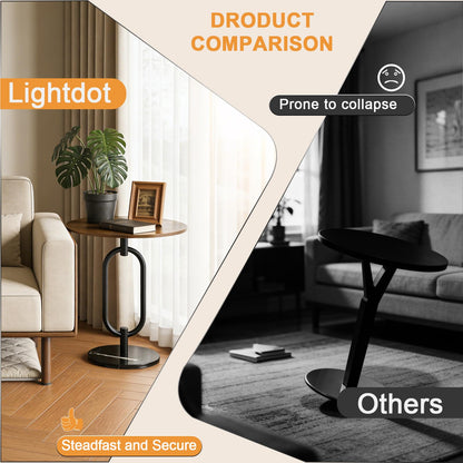 17In(W) x19In(H) Round End Table Heavy Duty Modern Side Table Stable Sofa Side Table Marble Base Accent Coffee Table Nightstand for Living Room Bedroom-Amber