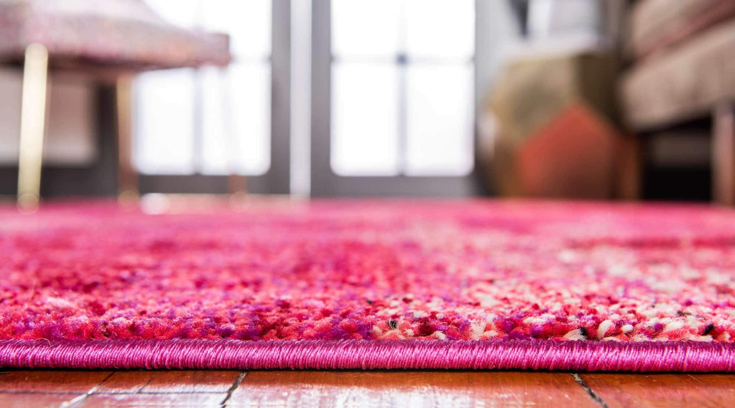 Unique Loom Jardin Collection Colorful, Vibrant, Abstract Watercolor Area Rug (6' 0 x 9' 0 Rectangular, Pink/ Red)