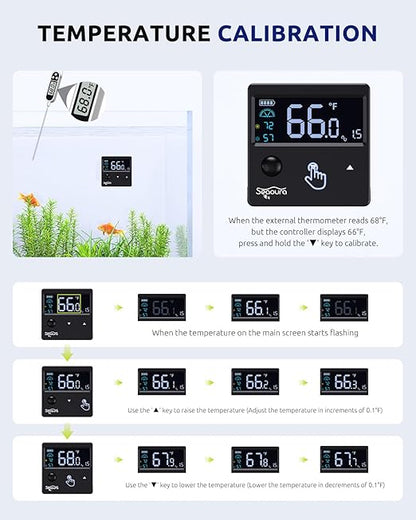 Aquarium Thermometer Digital with Motion Sensor for Glass Tank, Aquariums Temperature Gauge with Alarm, Fishtank Thermometer Calibrated LCD Display, Accurate to ±1℉, Suitable for Aquatic, Betta