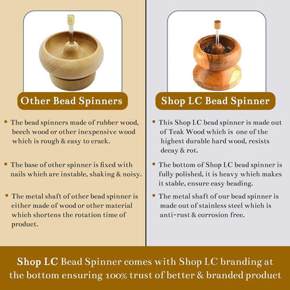 Shop LC Seed Bead Spinner for Bracelet Making Kit - Clay Beads Spinner with Big Eye Beading Needle and 3 Meter Long Thread Wooden Crafting Valentines Day Gifts for Womens - Teak Wood