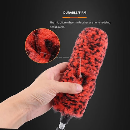 SPTA 1 Pc Soft Microfiber Extended Reach Rim Drill Wheel Brush, Microfibre