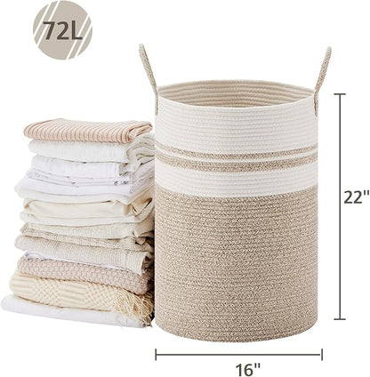 VIPOSCO Large Laundry Hamper, Tall Woven Rope Storage Basket