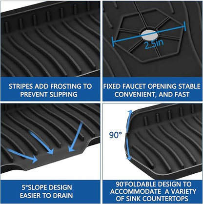 Kitchen Sink Splash Guard Gen2-30" x 6'' Silicone Sink Mat Splash Guard fit