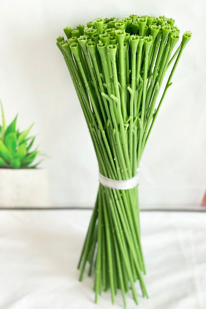 Yesok 100Pcs Floral Wire Stem Plastic Artificial Flower Floral Green Stem Wire DIY Craft Bouquet Making Floral Arrangement Tools