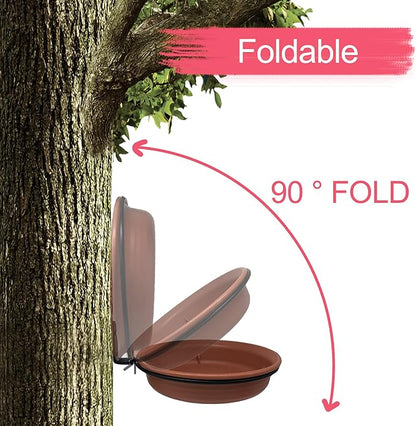 Bird Feeder Tree Mounted with Heavy Duty Sturdy Steel, 8.5” in Diameter×1.85" Deep Brick Red Bird Bath Tray,Installed on Wooden Fences, Trees, Deck,Indoor and Outdoor Walls