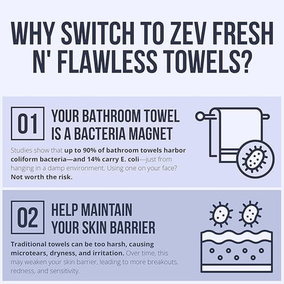 Zev Fresh’n Flawless Face Towels, Disposable Face Towelette
