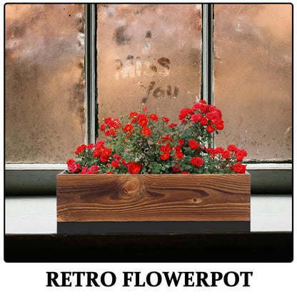 Hemobllo Rustic Wooden Flower Box Rectangular Cedar Planter for Outdoor Indoor Succulent Pot Decorative Planter
