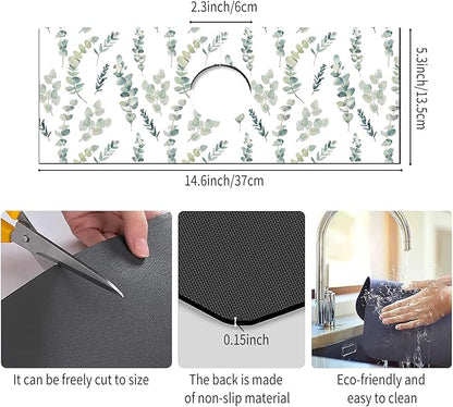 Absorbent Splash Guard Mat for Kitchen Sink, 15×5.5 Inch Cute Fast Drying Drip