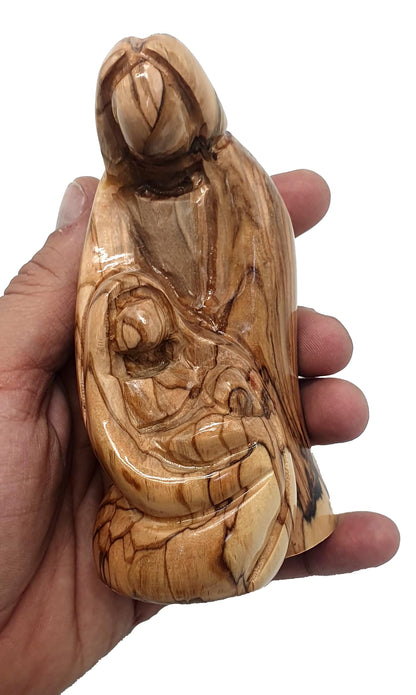 Zuluf Olive Wood Holy Family Nativity 4.9" - Hand Carved Mary Joseph Baby Jesus Figurines Christmas Scene Holy Land HOF050