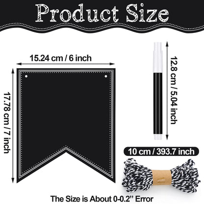 TaoBary 41 Pieces DIY Black Custom Banner Kit Includes 36 Pcs Black Blank Banners 4 Pcs White Chalk and Rope Custom Signs Phrase Banner for Birthday Wedding Baby Shower Themed Party Decorations