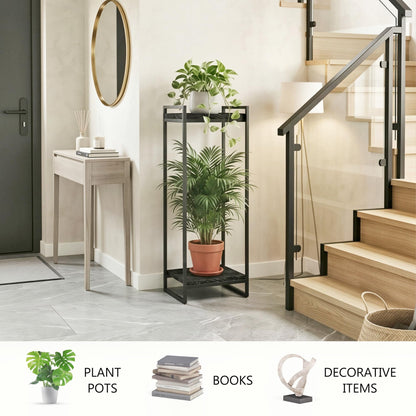 FONHAYE 23.6" Wide Plant Stand Indoor, 3-Tier Modern Plant Ladder Shelf Corner Flower Pot Holder Organizer for Living Room Balcony Garden, Rustic Brown