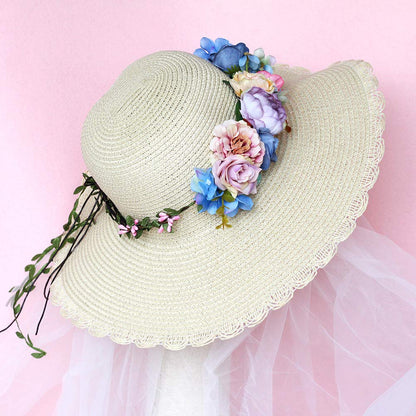 Vivivalue Vine Flower Crown Flower Garland Headband Hair Wreath Floral Headpiece Halo Boho with Ribbon Wedding Party Festival Photos