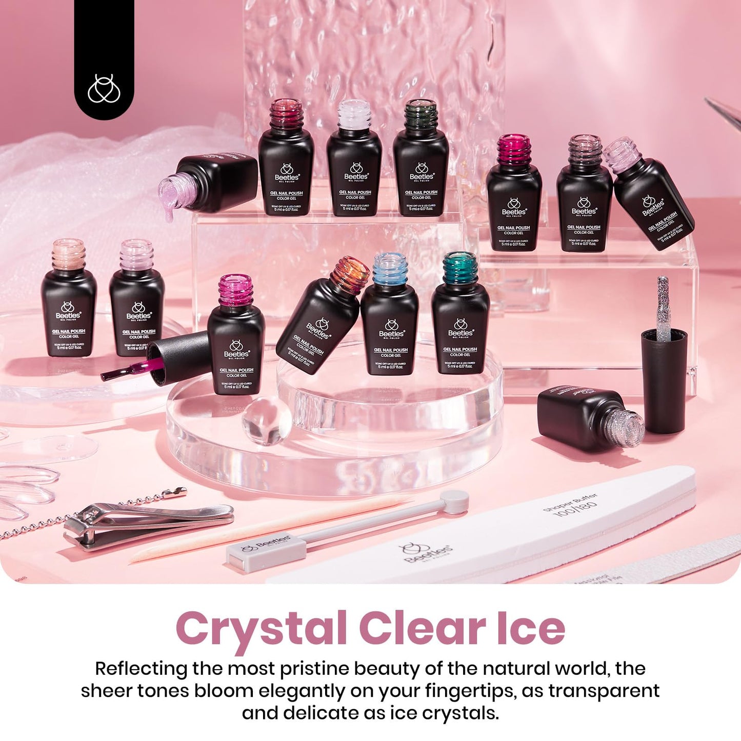 Beetles Cat Eye Gel Polish Set - 24Pcs 20 Colors Glitter Dark Color Changing Gel Nail Polish Kit with Base Gel Glossy Matte Top Coat Soak off UV DIY Nail Art Salon Ombre Black Nails Gift