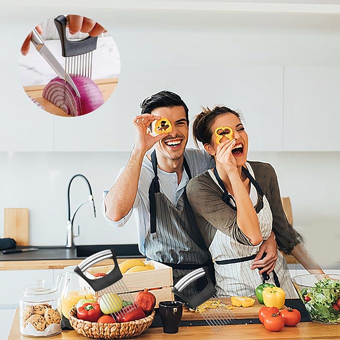 2Pc Onion Slicer Holder, Onion Holder for Slicing, Lemon Slicer Onion Cutter for Slicing, Vegetable Cutter for Potato and Tomato, Food Slicer Assistant Tool for Slicing Fruit Lemon and Meat