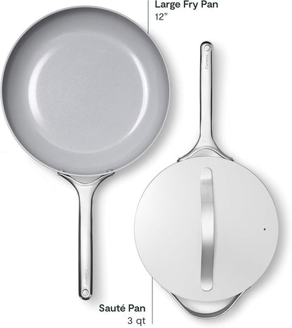Caraway 12in Fry Pan + 10in (3qt) Saute Pan Duo Gray