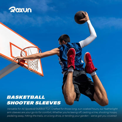 ROXUN 4 Pairs Arm Sleeves, Cooling UV Sun Protection Sports Compression for Men/Women Black+White+Green+Fluorescent
