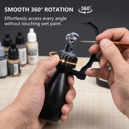 Miniature Painting Handle with Stabiliser Bar & Magnetic Base - 360° Rotating Model Holder with Finger Rest for Wargaming, D&D & Figures - Anti-Shake Support for High Precision Details