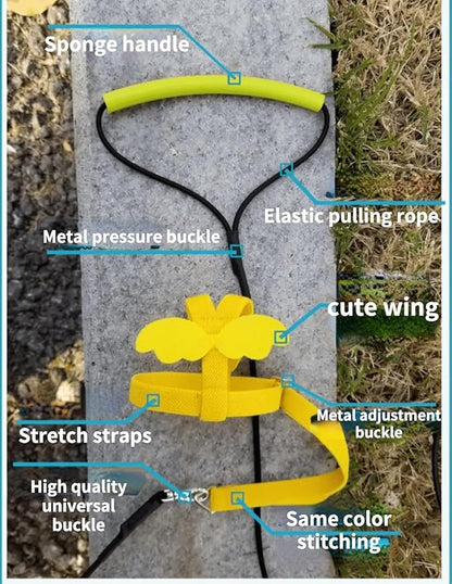 Bird Harness Leash Adjustable Outdoor Training Flying Harness Traction Rope with Cute Wing for Parrots Pigeons Budgerigar Lovebird Cockatiel Mynah (S,Yellow)