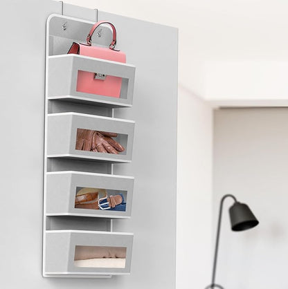 Simple Houseware 4 Clear Window Pocket Over Closet Door Storage Hanging