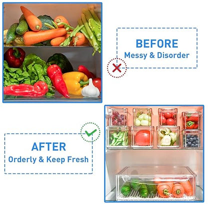 POMEAT 10 Pack Fridge Organizer, Stackable Refrigerator Organizer Bins
