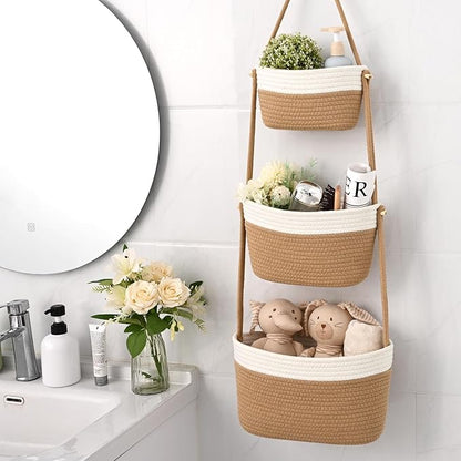Hanging Storage Baskets, Over the Door Basket, Cotton Wall Baskets Storage