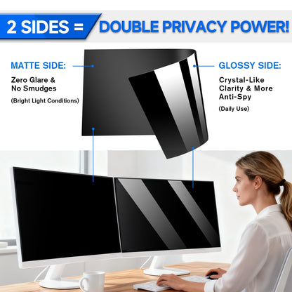 [2-Pack] Privacy Screen For Computer Monitor, 27-Inch 16:9 Aspect Ratio; Anti Spy/Bule Light/Glare And Eye Protection, 2 Install Ways Removable For Office, Airport, Cafe And Other Public Area; Diagonal 27 Inches, Width 23.53 Inches, Height 13.24 Inches